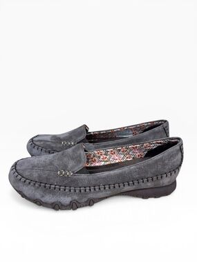 Skechers Relaxed Fit Bikers Pedestrian Gray Suede Moccasins Size US 8.5 UK 5.5